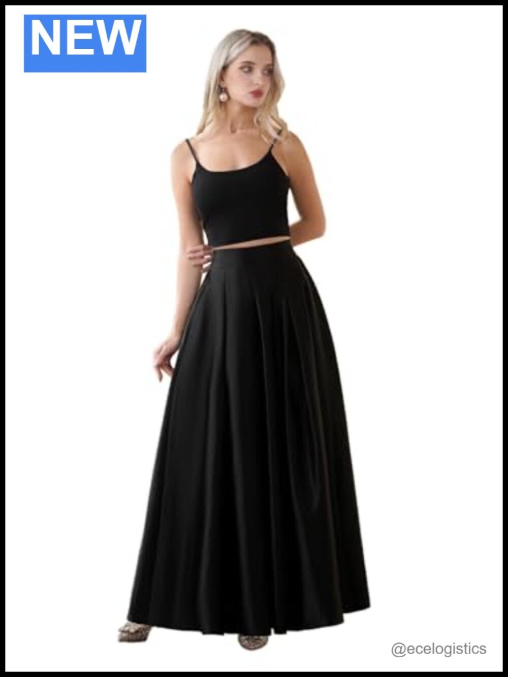 A-Line Satin Flared Maxi Skirt Floor Length Formal Party Prom Skirts with